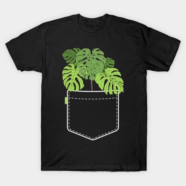 Monstera Pocket Plant Mama T-Shirt by cloutmantahnee